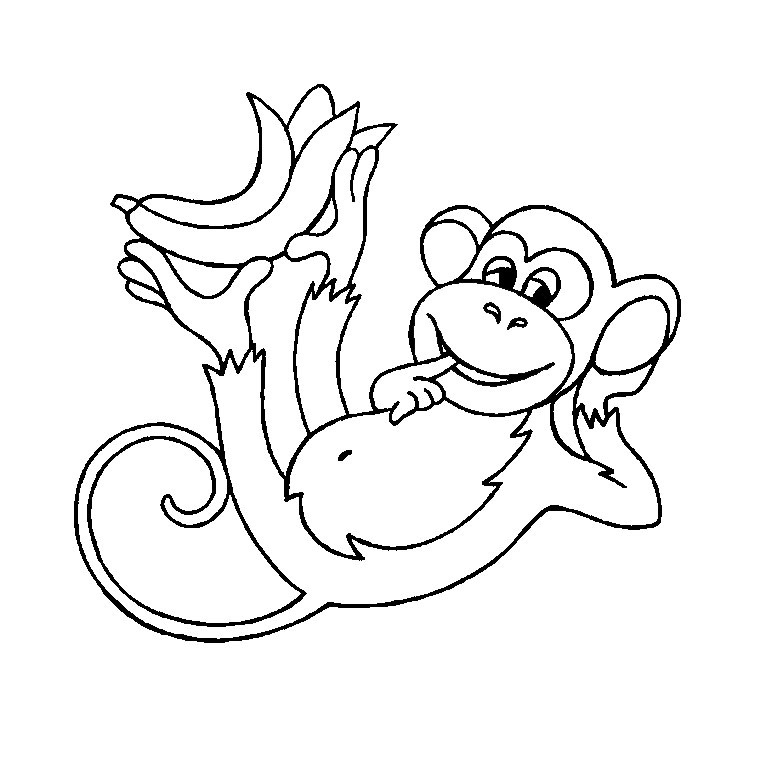 Coloriage Singe Banane - Animaux à imprimer