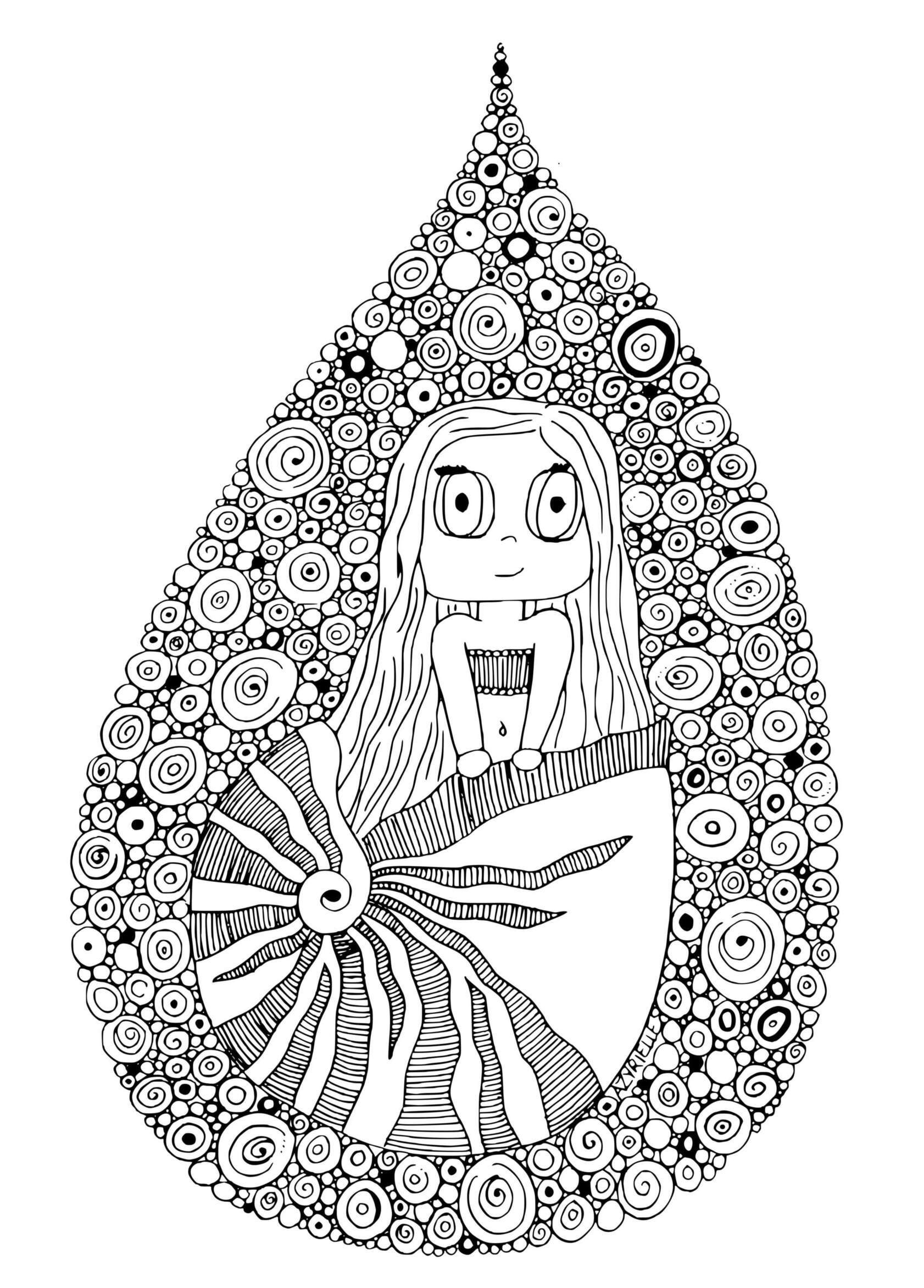 Coloriage Sirène Dans Un Coquillage Par Azyrielle - Sirène à imprimer