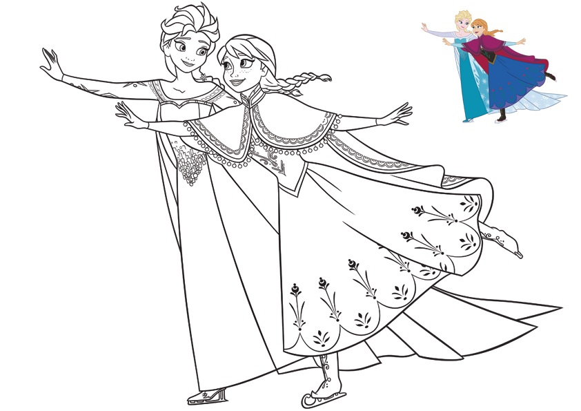 Coloriage Elsa et Anna Noël en Couleurs - Elsa à imprimer