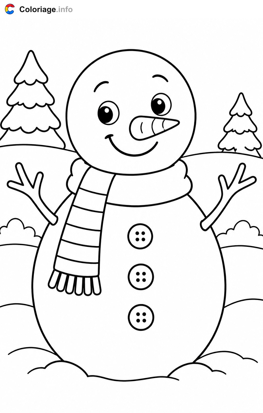 Smiley-Schneemann Ausmalbilder — Ausmalbild zum Ausdrucken