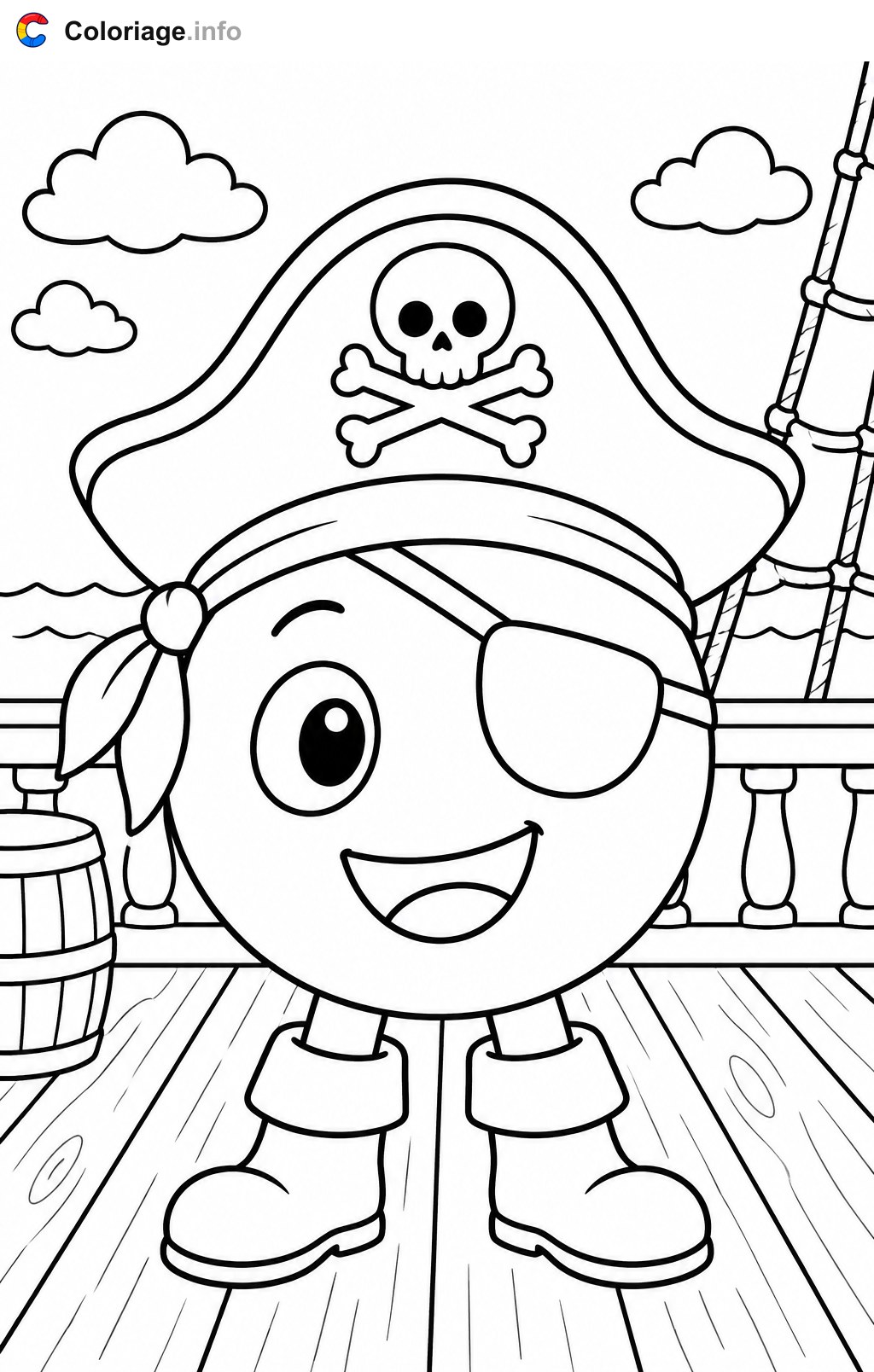 Piraten-Smiley Ausmalbilder — Ausmalbild zum Ausdrucken