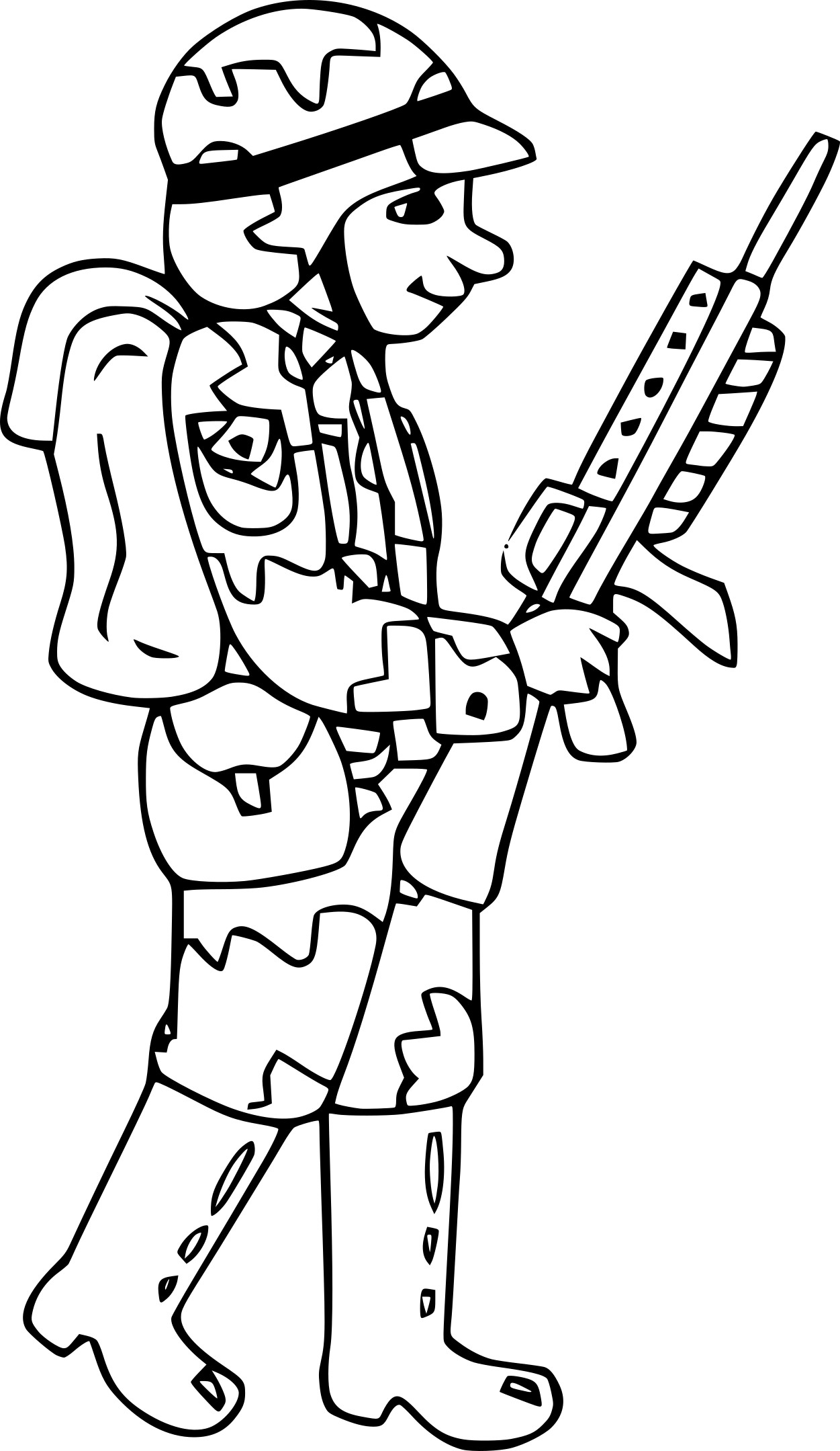 Coloriage Soldat Avec Fusil De Précision - Militaire à imprimer