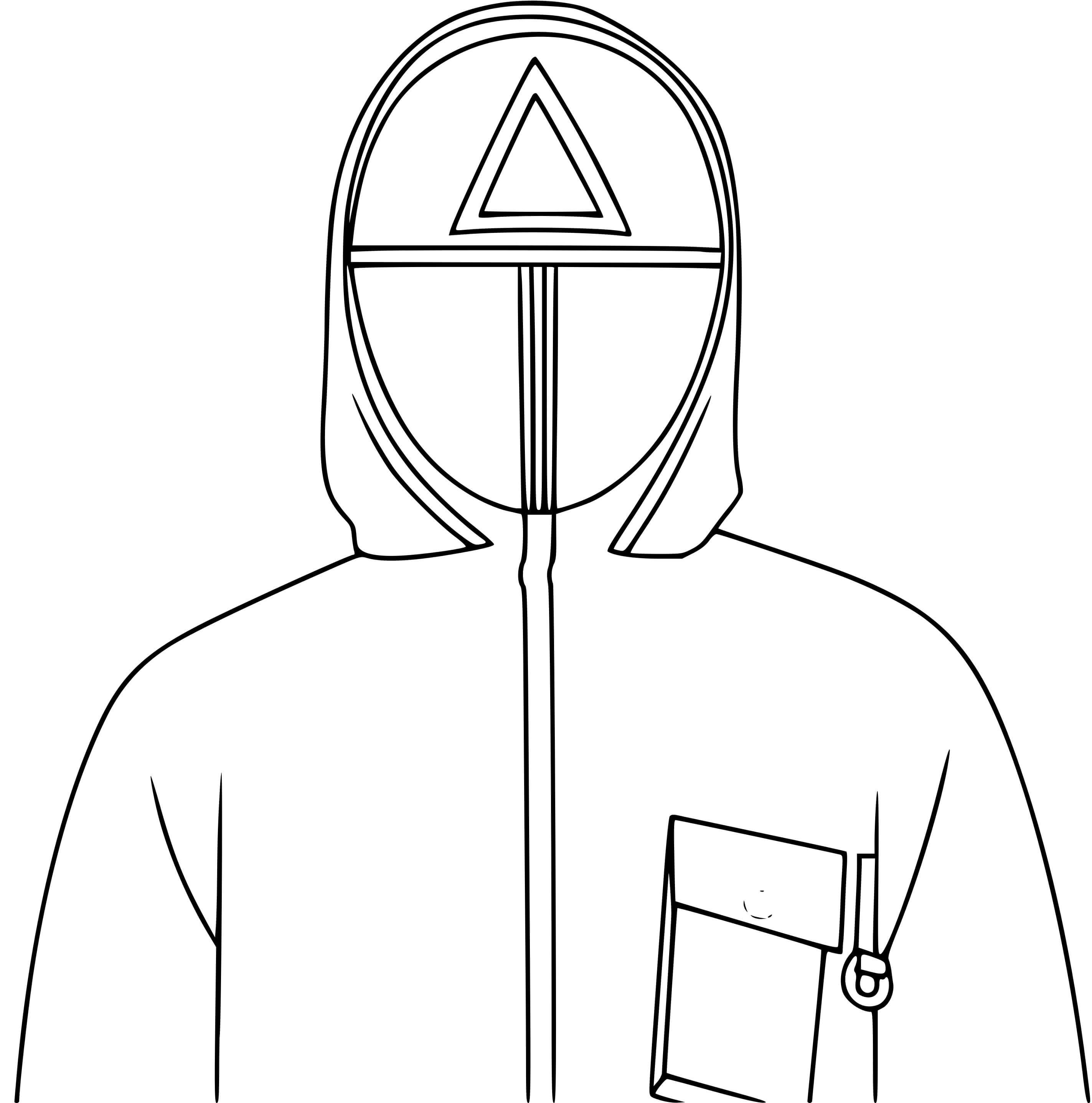 Coloriage Soldat Squidgame Masque Triangle - Squid games à imprimer