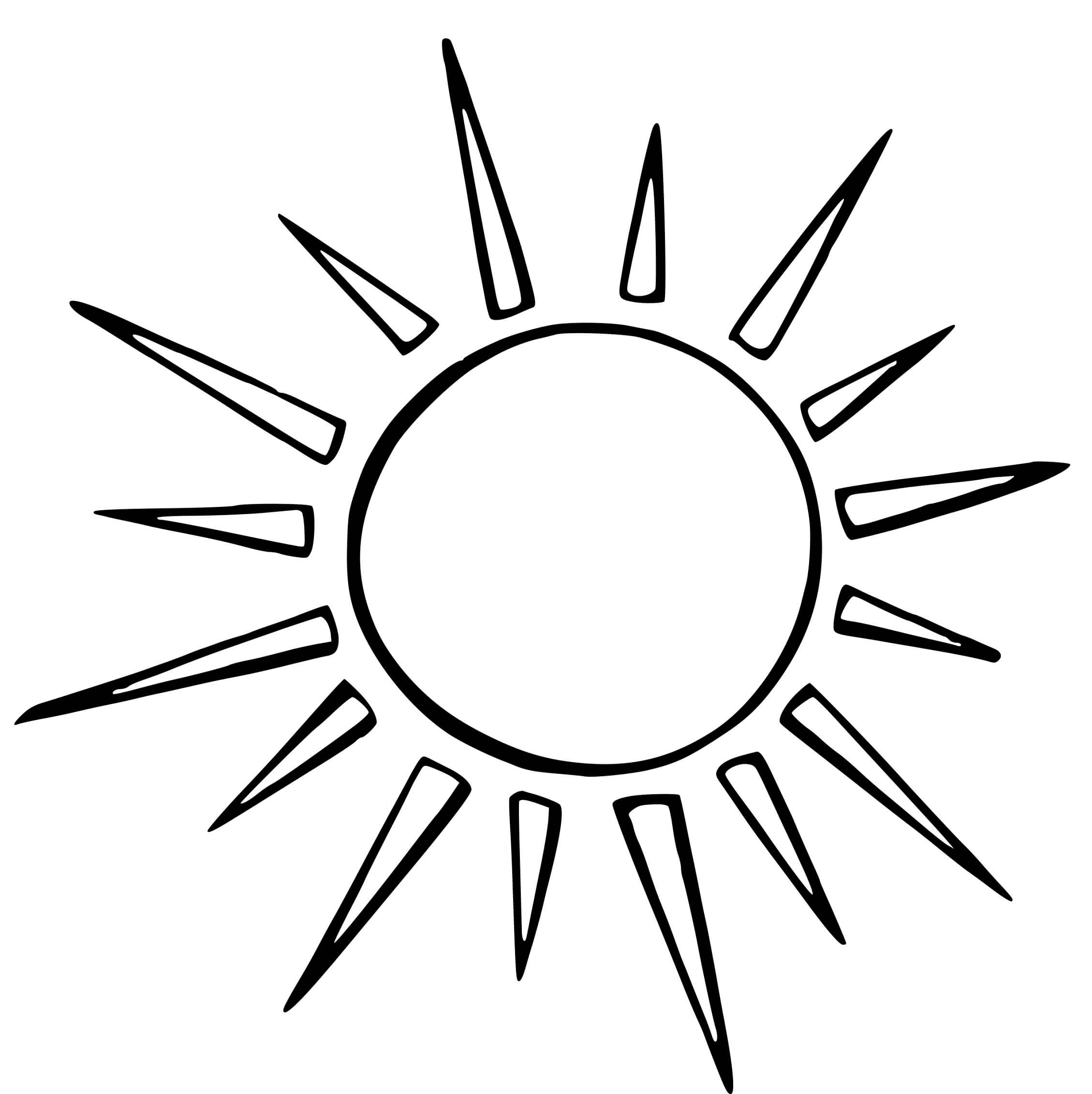 Coloriage Soleil Avec Des Rayonnement Pointus - Soleil à imprimer