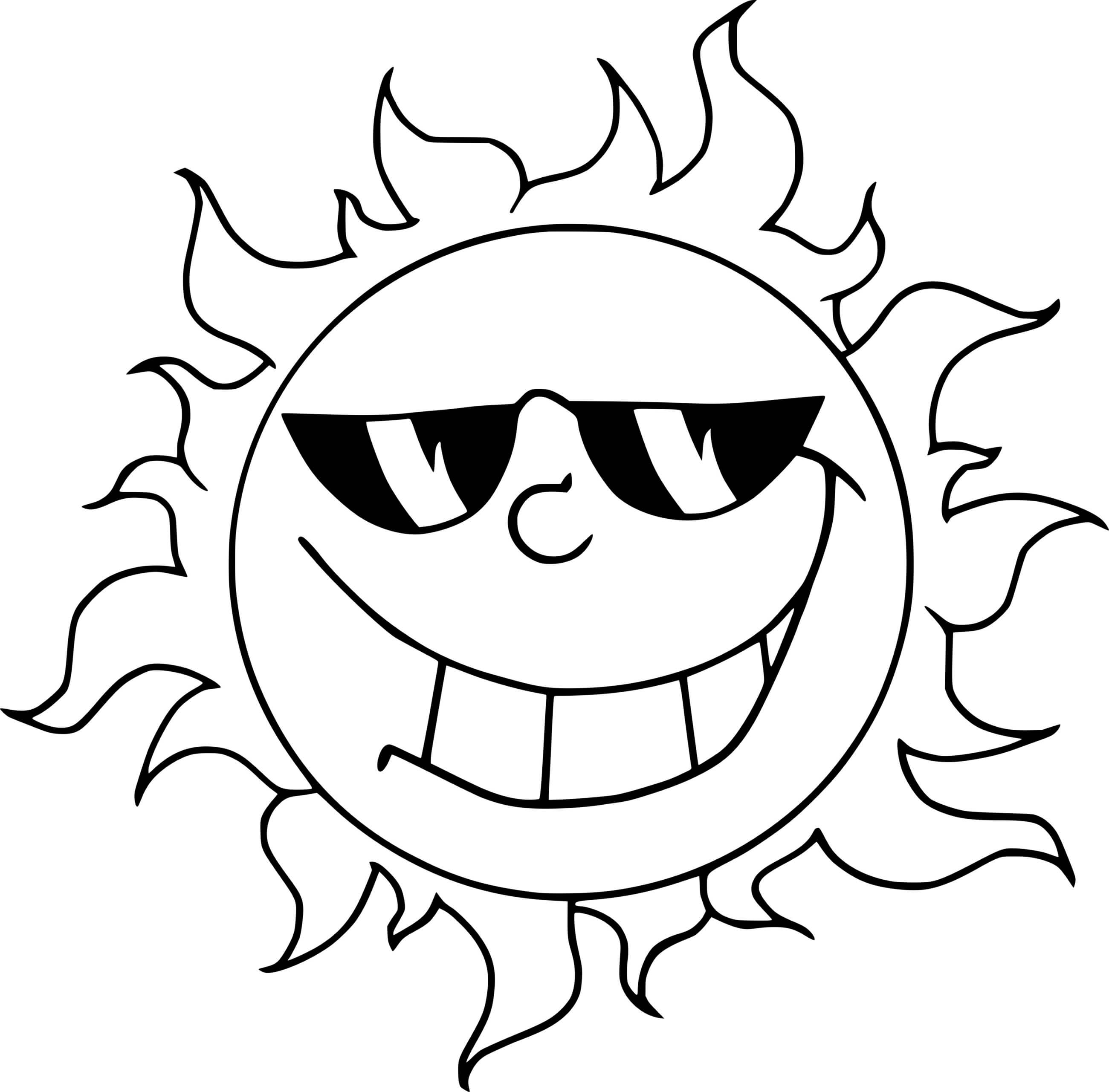 Coloriage Soleil Cool Lunette - Soleil à imprimer