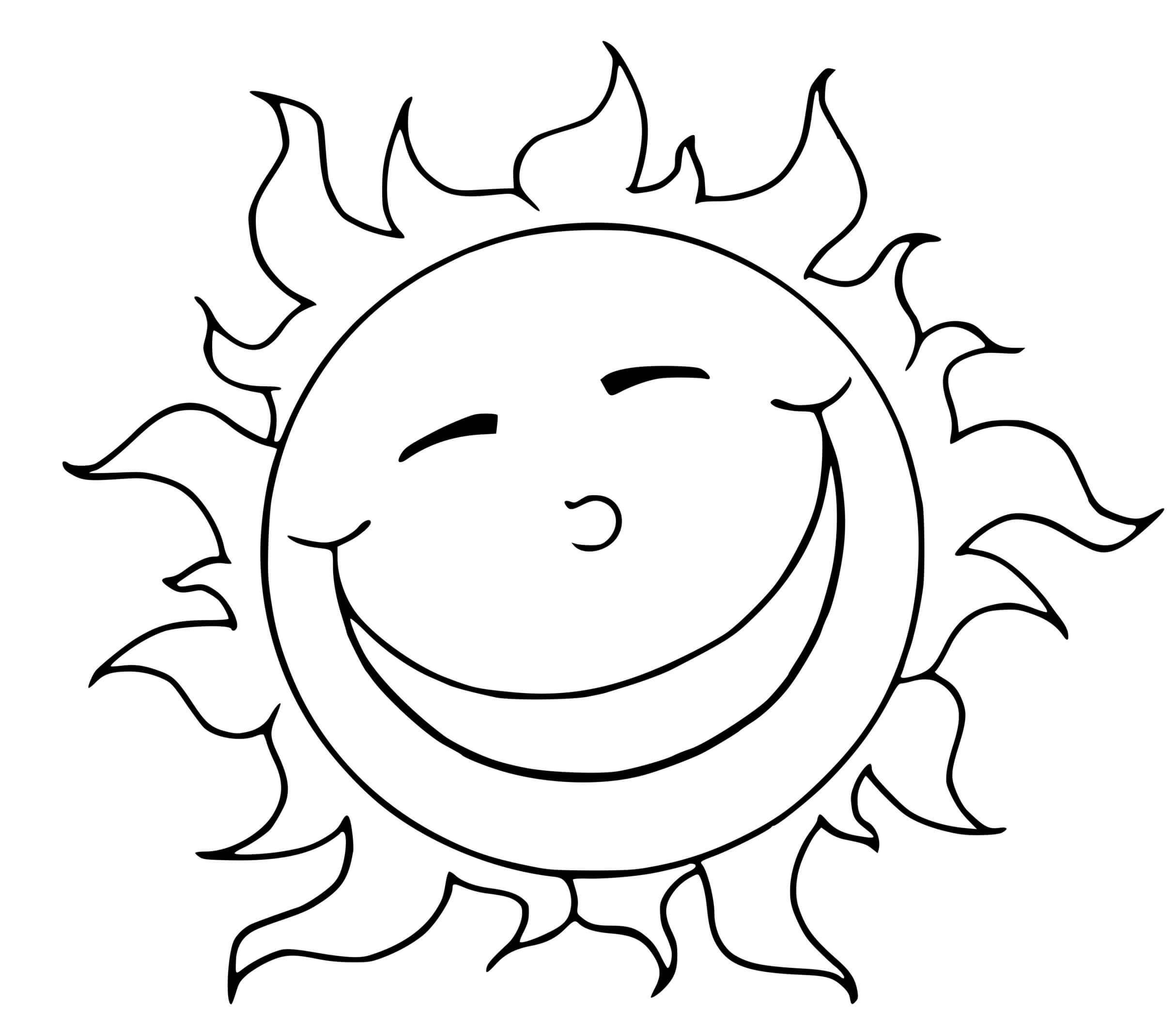 Coloriage Soleil Rayonnement Sourire - Soleil à imprimer