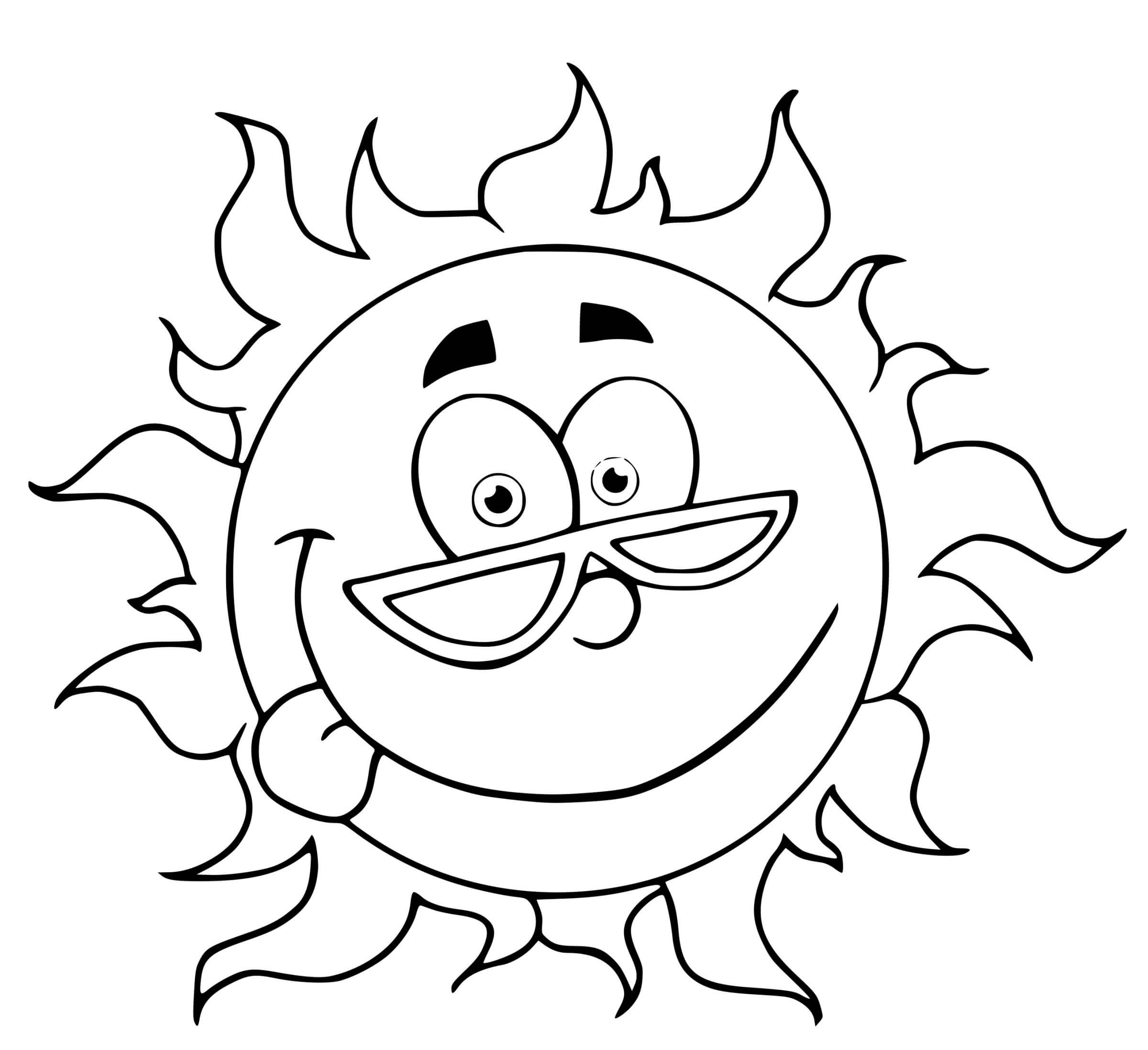 Coloriage Soleil Rigolo Avec Des Lunettes - Soleil à imprimer