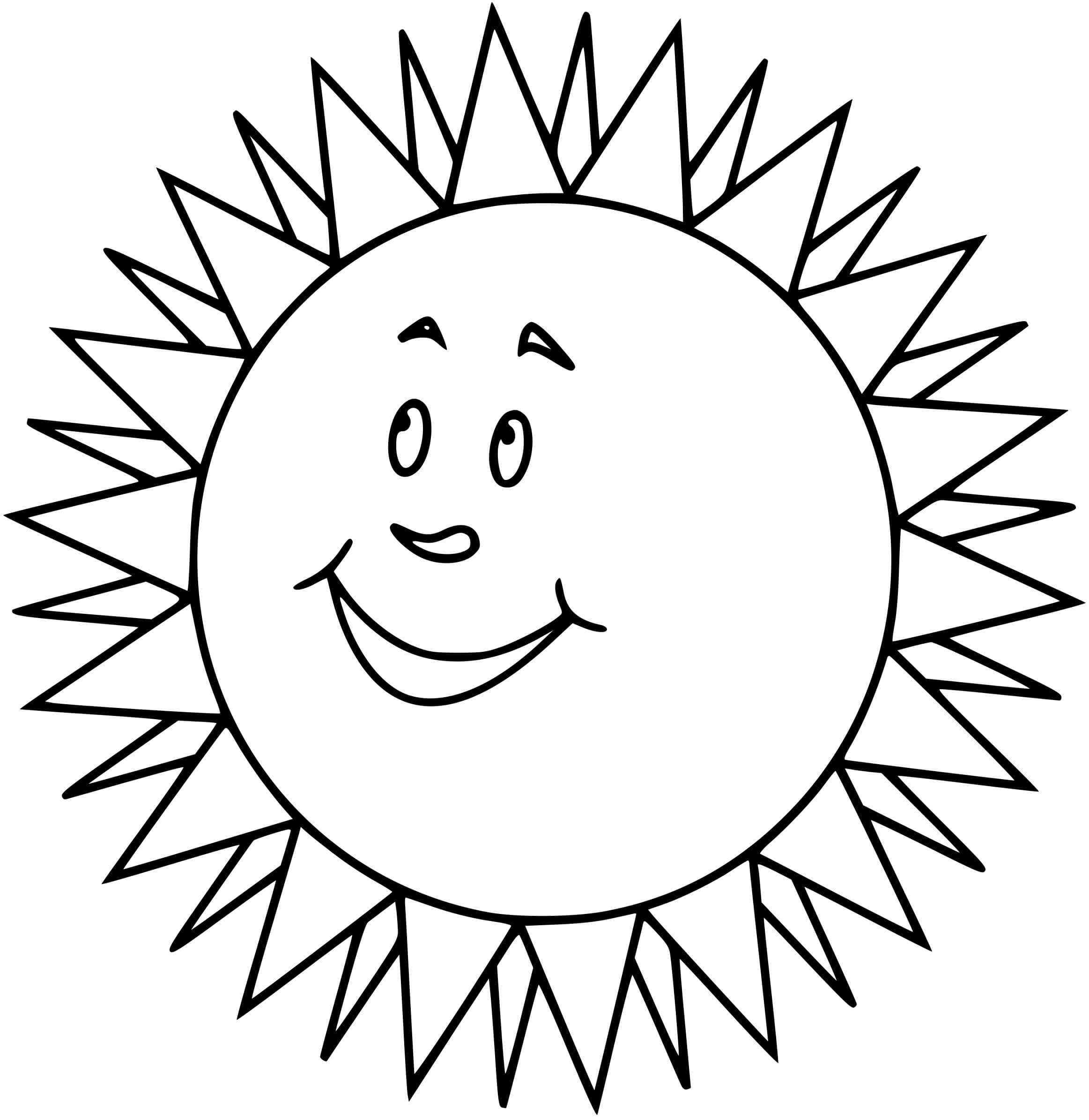 Coloriage Soleil Sourire Avec Beaucoup De Rayonnement - Soleil à imprimer