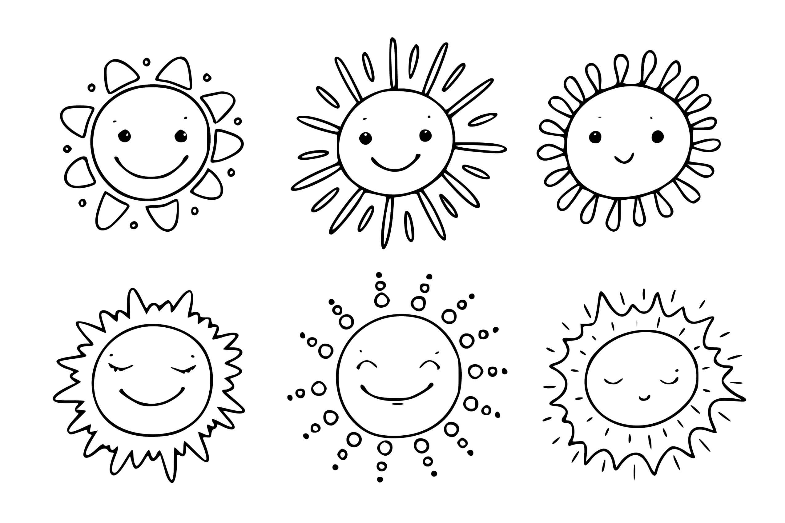 Coloriage Soleil Sous Toutes Ses Formes - Soleil à imprimer