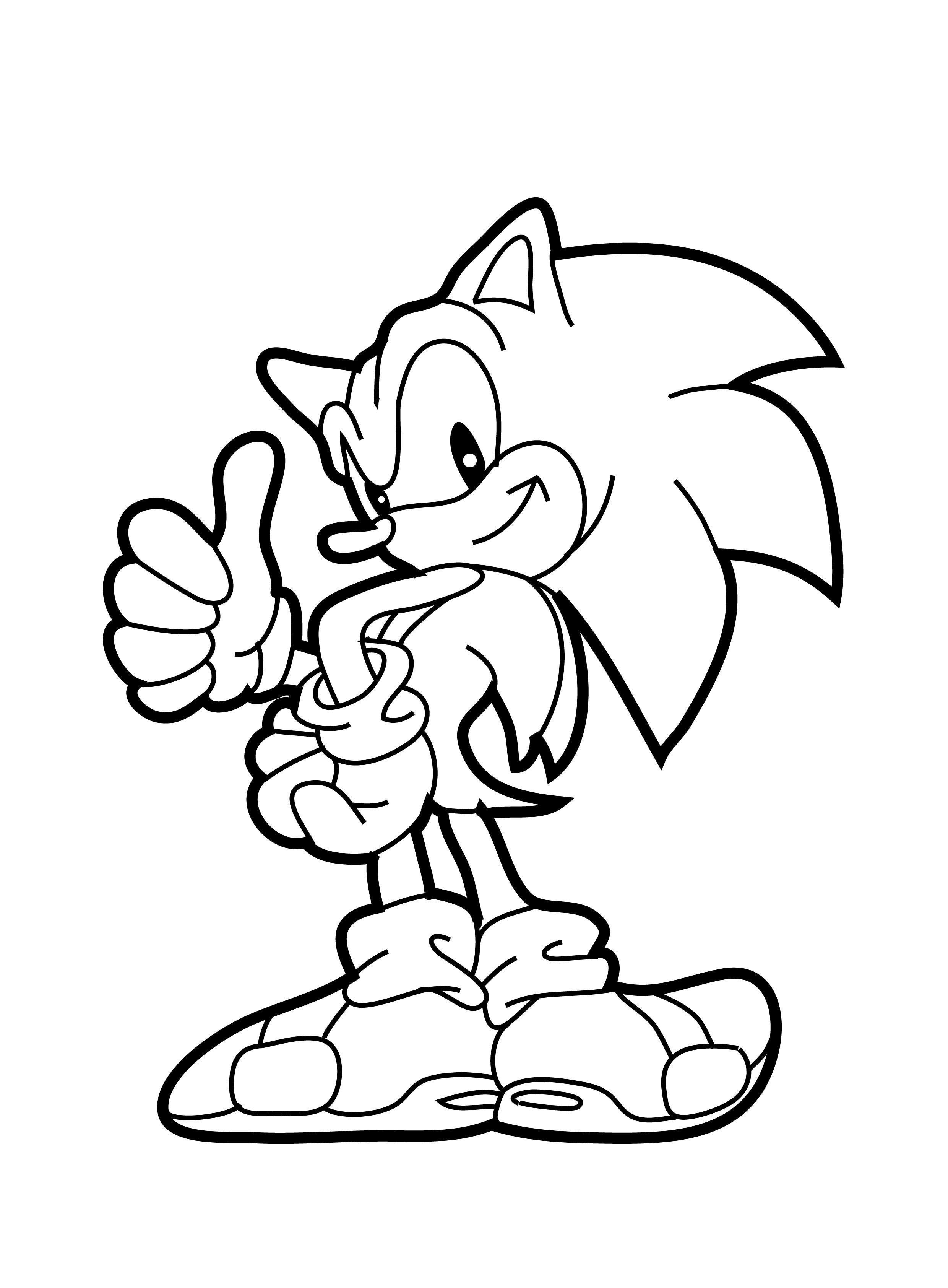 Coloriage Sonic courant à toute vitesse - Sonic à imprimer