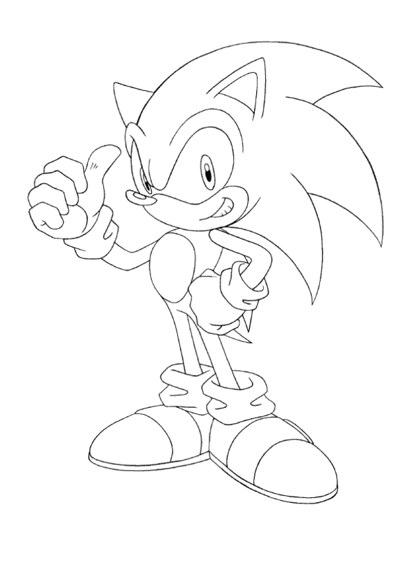 Coloriage Sonic le hérisson souriant - Sonic à imprimer