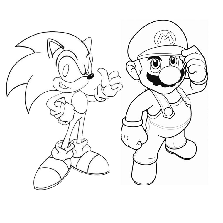 Coloriage Sonic Mario - Sonic à imprimer