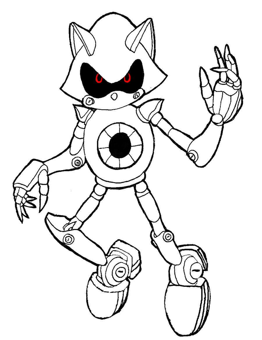 Coloriage Sonic Robot Avec Les Yeux Rouge - Robot à imprimer