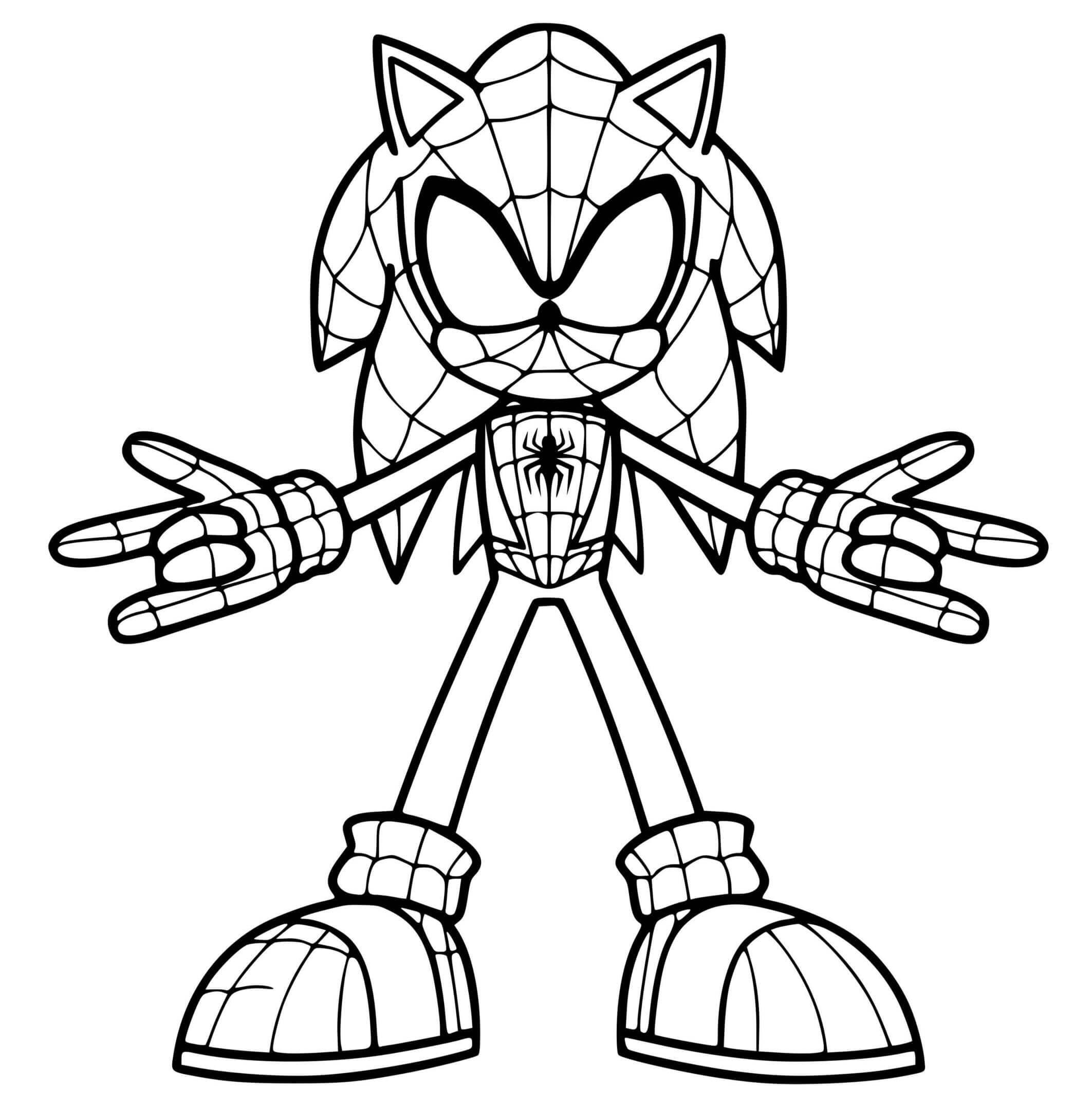 Coloriage Sonic Spiderman - Sonic à imprimer