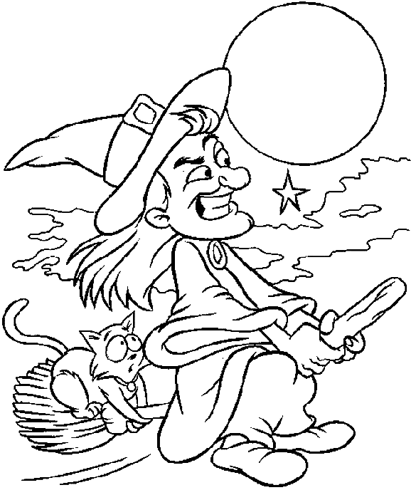 Coloriage Halloween sorciere