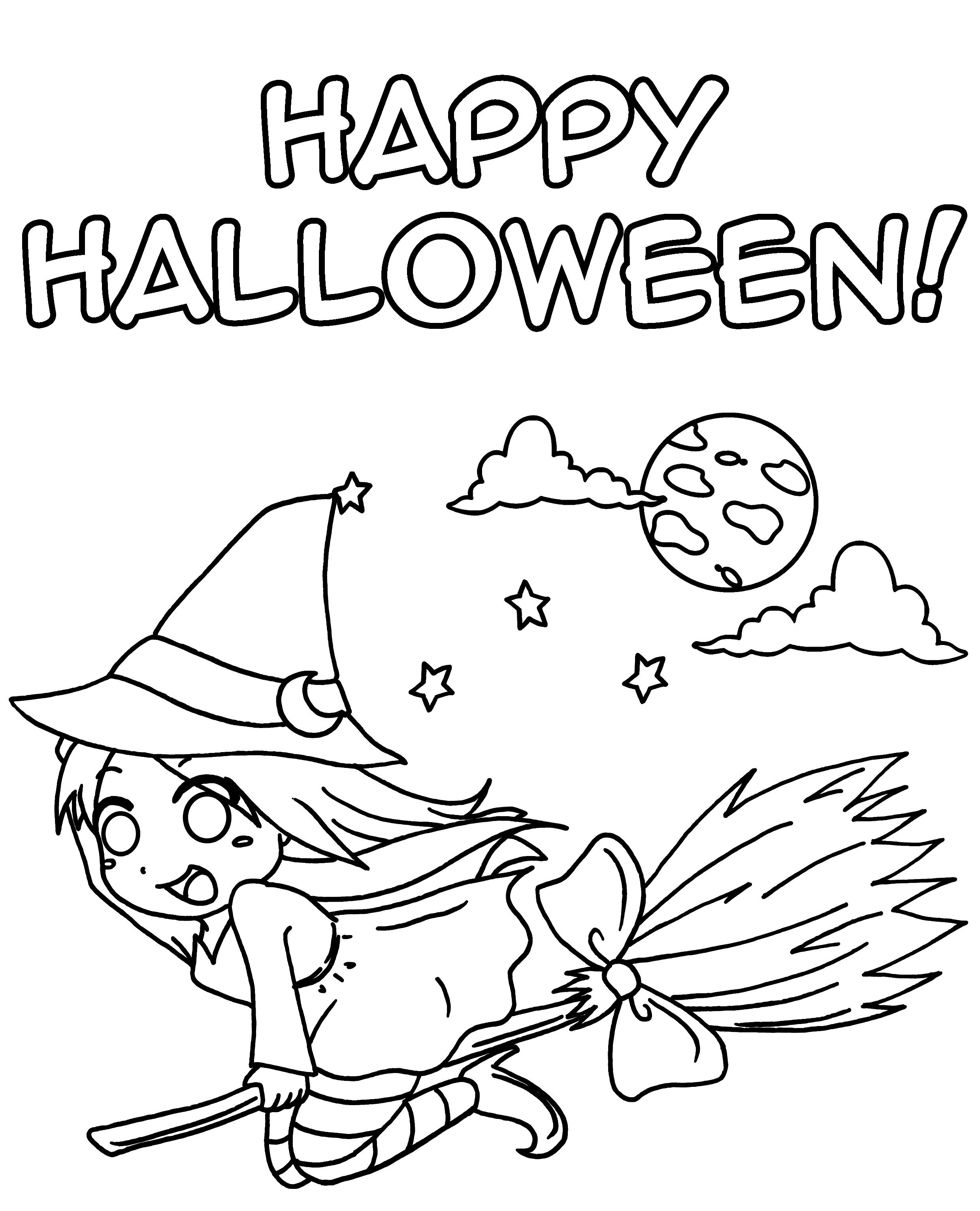 Coloriage Sorcière Manga Halloween Festive - Halloween sorciere à imprimer
