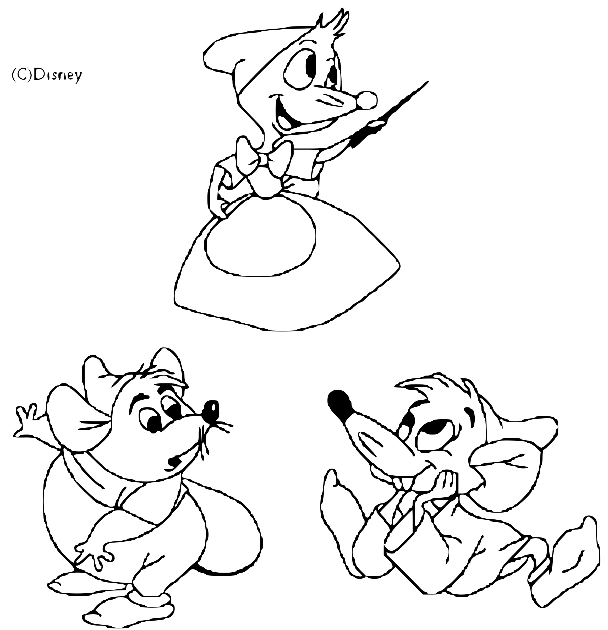 Coloriage Souris Jaq Et Gus - Cendrillon à imprimer