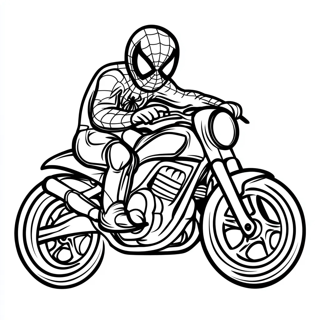Coloriage Spider Man En Moto Rapide Homme Araigne - Moto Spider-Man à imprimer