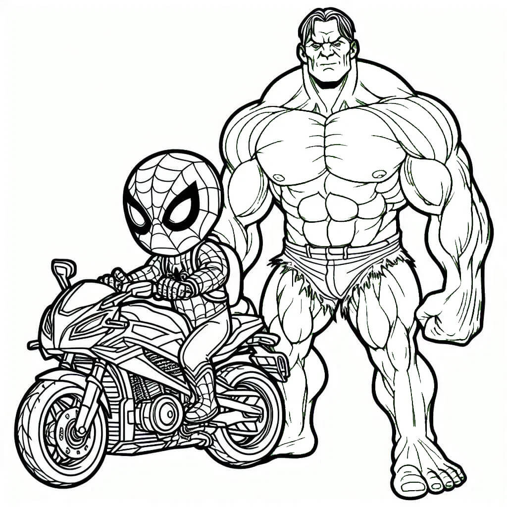 Coloriage Spider Man Et Hulk Duo De Super Héros - Spider-Man à imprimer