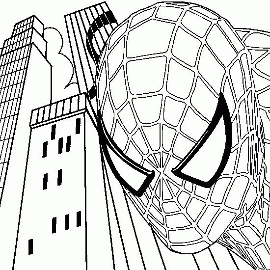 Coloriage Spider-Man masqué en position d'attaque - Spider-Man à imprimer
