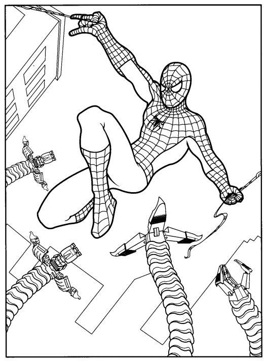 Coloriage Spider-Man en costume rouge et bleu - Spider-Man à imprimer