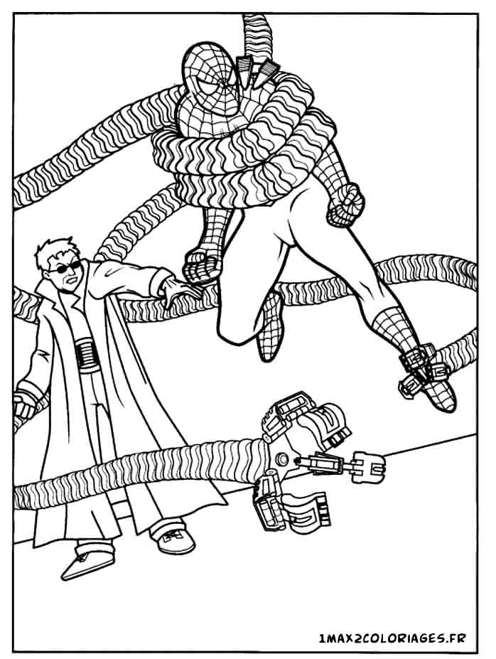 Coloriage Spider-Man prêt au combat - Spider-Man à imprimer