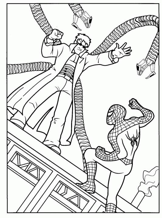 Coloriage Spider-Man escaladant un gratte-ciel - Spider-Man à imprimer