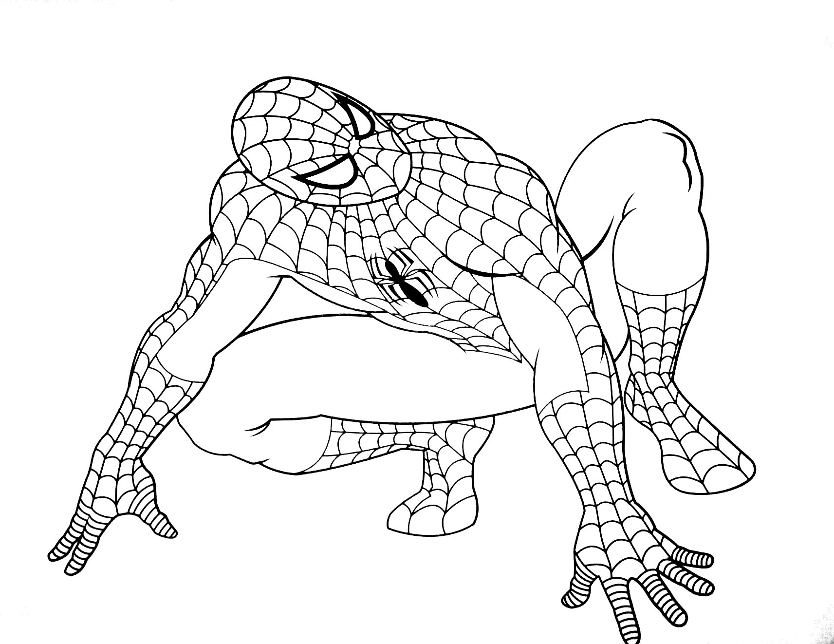 Coloriage Spider-Man grimpant sur les gratte-ciels - Spider-Man à imprimer