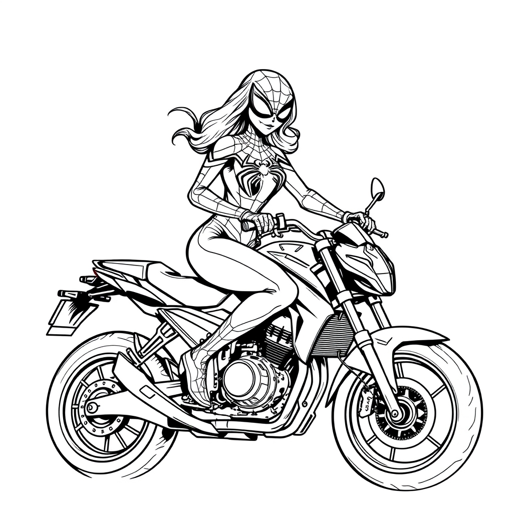 Coloriage Spiderman En Action Sur Moto - Moto Spider-Man à imprimer