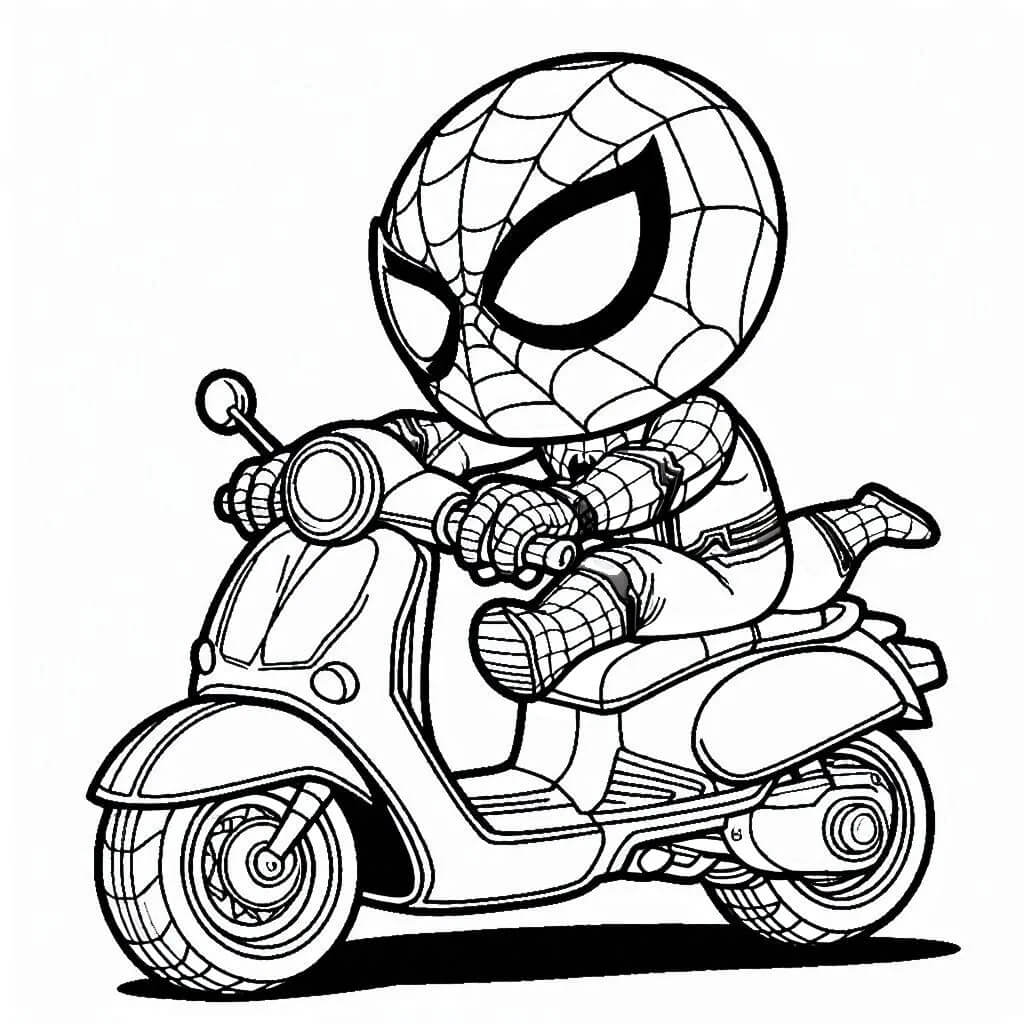 Coloriage Spiderman En Balade A Moto - Moto Spider-Man à imprimer