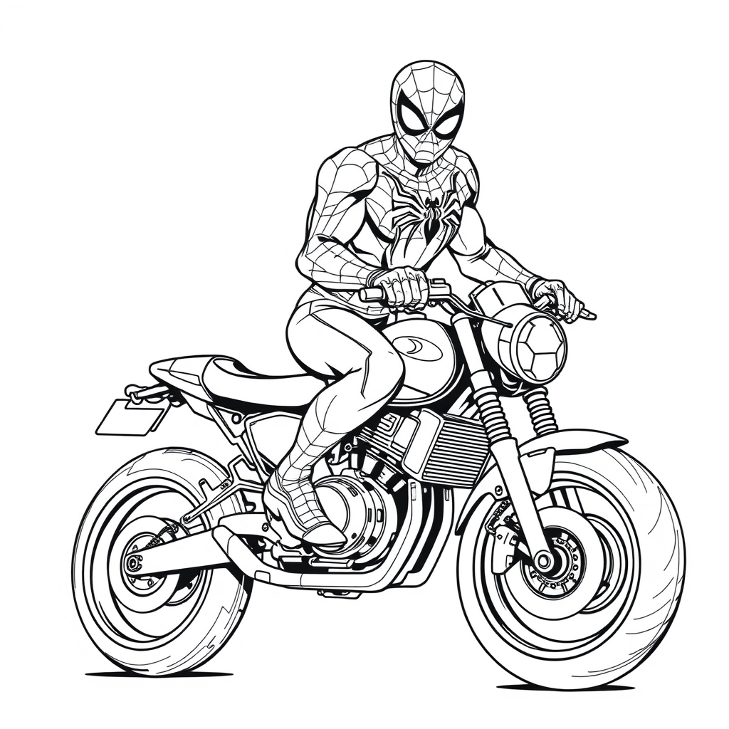 Coloriage Spiderman En Moto Moderne - Moto Spider-Man à imprimer