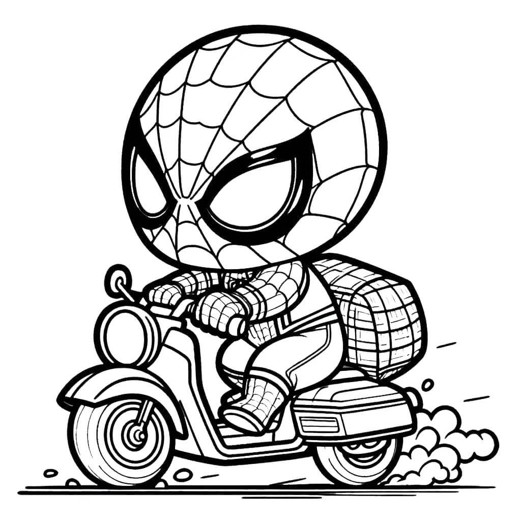 Coloriage Spiderman Enfant Sur Moto - Moto Spider-Man à imprimer