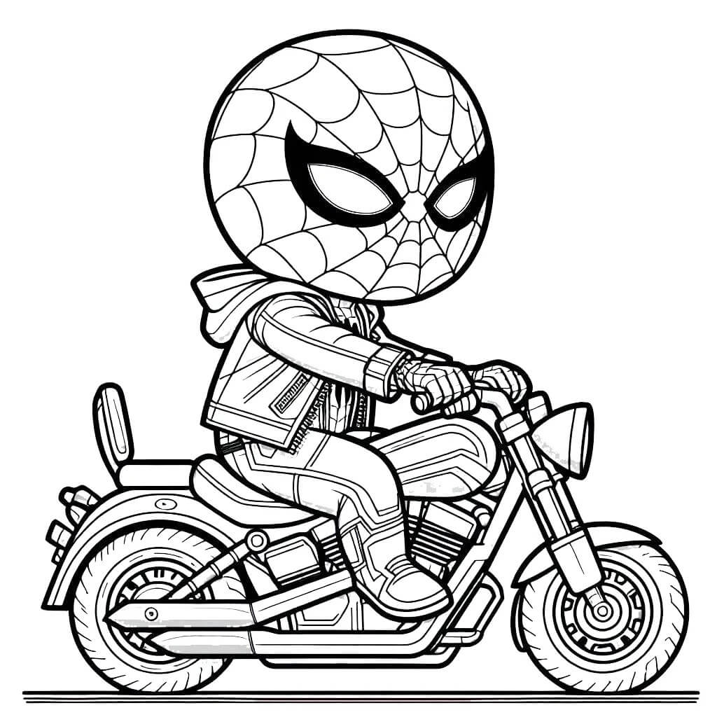 Coloriage Spiderman Sur Moto Chopper - Moto Spider-Man à imprimer