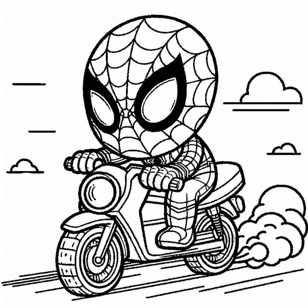 Coloriage Spiderman Sur Moto Enfant - Moto Spider-Man à imprimer