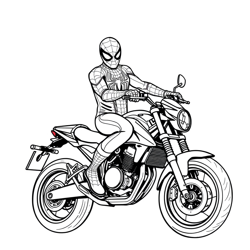 Coloriage Spiderman Sur Moto Rapide - Moto Spider-Man à imprimer
