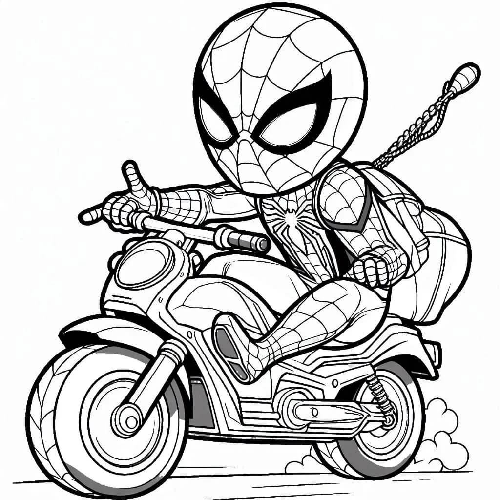 Coloriage Spiderman Sur Moto Stylisee - Moto Spider-Man à imprimer
