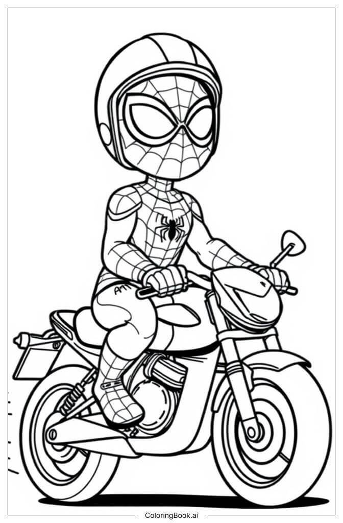 Coloriage Spiderman Sur Une Moto Cross Tranquille - Moto Spider-Man à imprimer