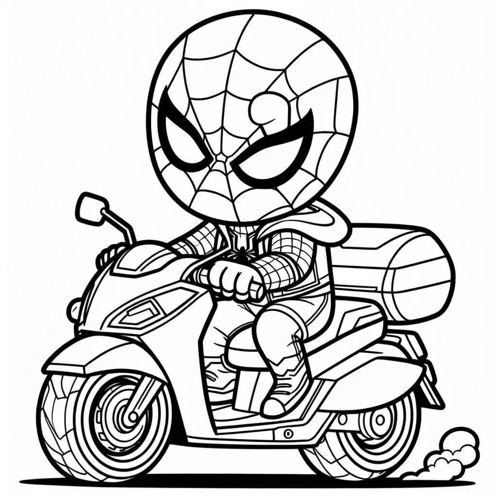Coloriage Spiderman Sur Une Moto Stylisee Pour Enfants - Moto Spider-Man à imprimer