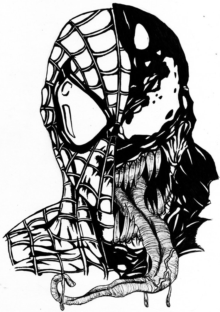 Coloriage Spiderman Venom Mask - Venom à imprimer