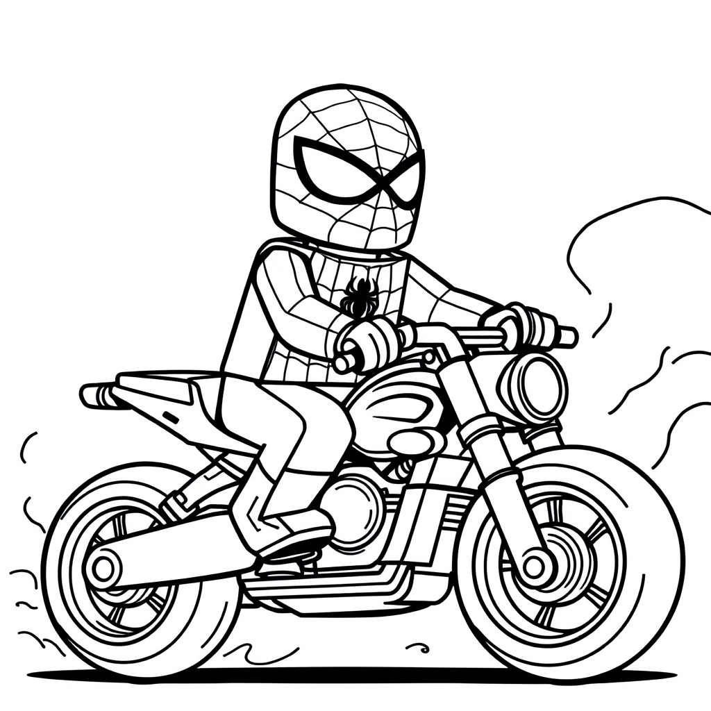 Coloriage Spidey Moto Bébé - Moto Spider-Man à imprimer