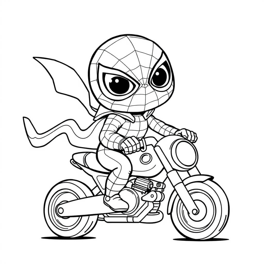 Coloriage Spidey Moto Cross - Moto Spider-Man à imprimer