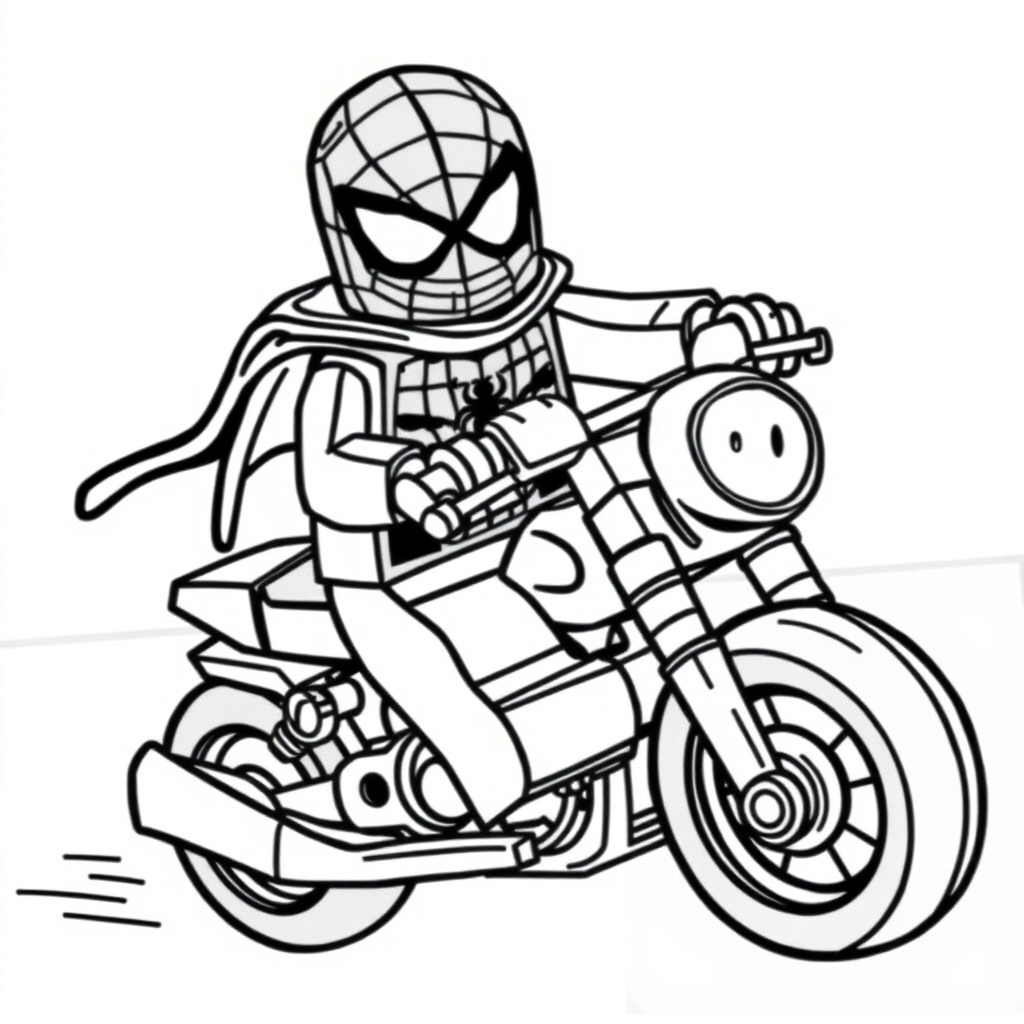 Coloriage Spidey Moto Lego Aventure En Vitesse - Moto Spider-Man à imprimer