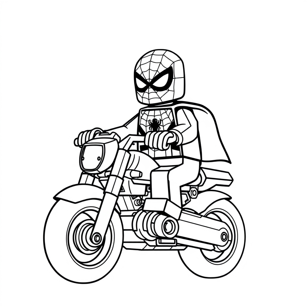 Coloriage Spidey Moto Lego Classique - Moto Spider-Man à imprimer