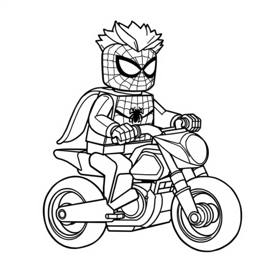 Coloriage Spidey Moto Lego Superhero - Moto Spider-Man à imprimer