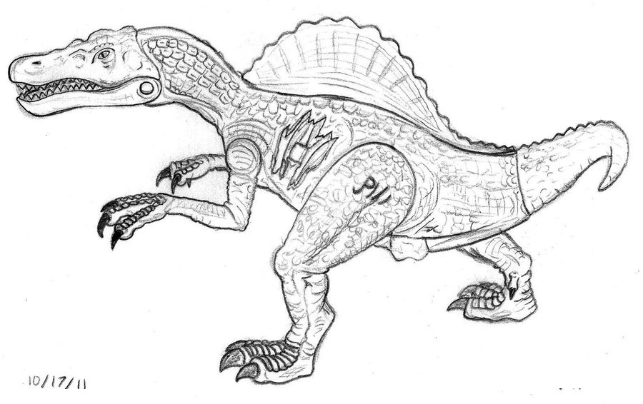 Coloriage Spinosaurus Jurassic Park - Jurassic world park à imprimer