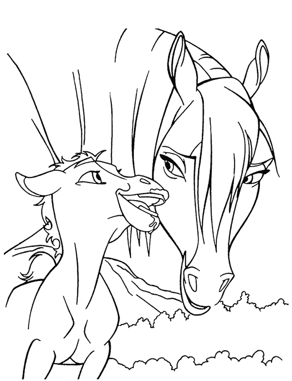 Coloriage Spirit Mamn Et Son Bébé Cheval - Spirit à imprimer