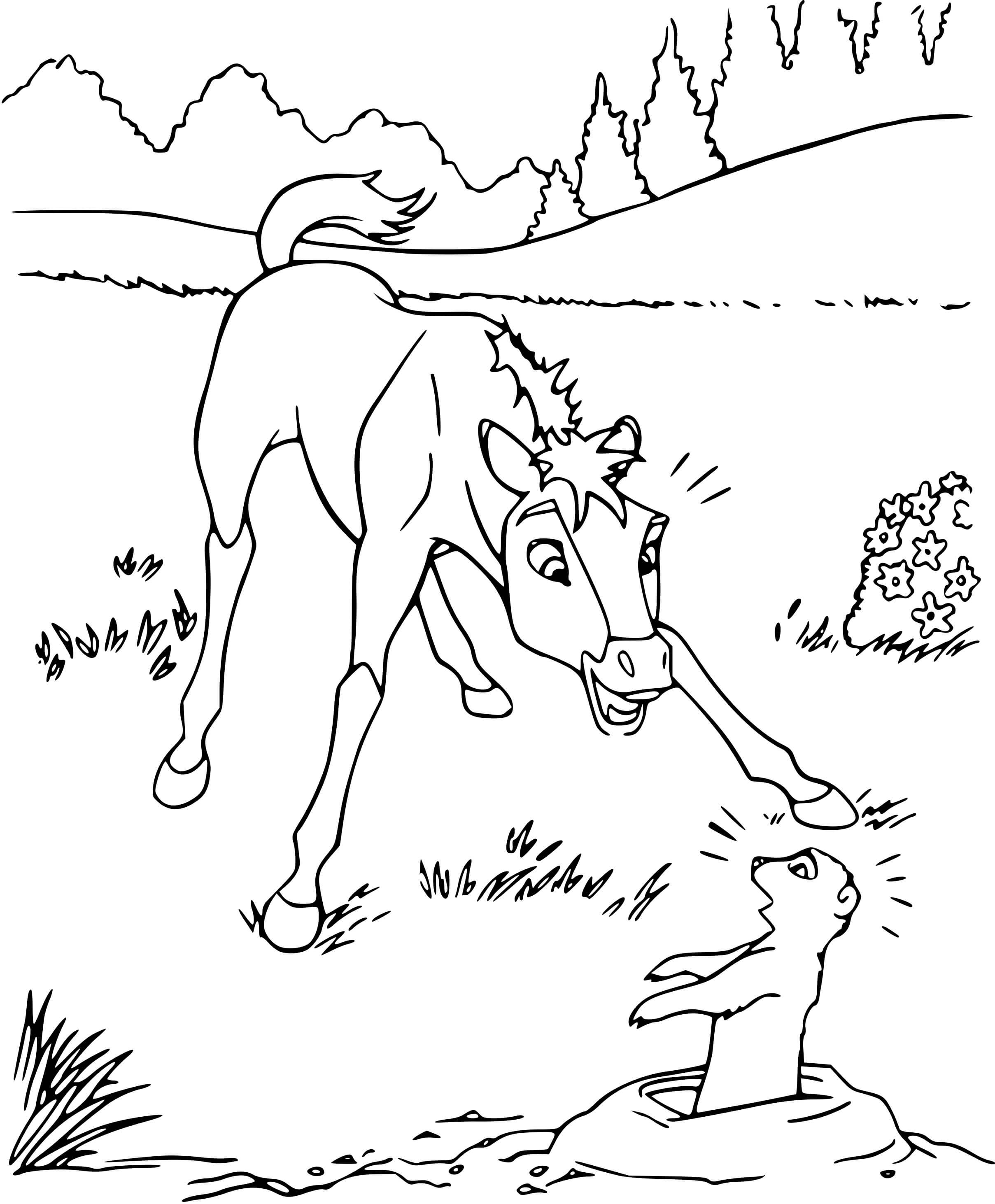 Coloriage Spirit Poulain - Spirit à imprimer