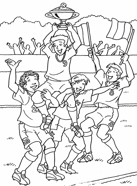 Coloriage Sport Foot Équipe Victoire - Sport à imprimer