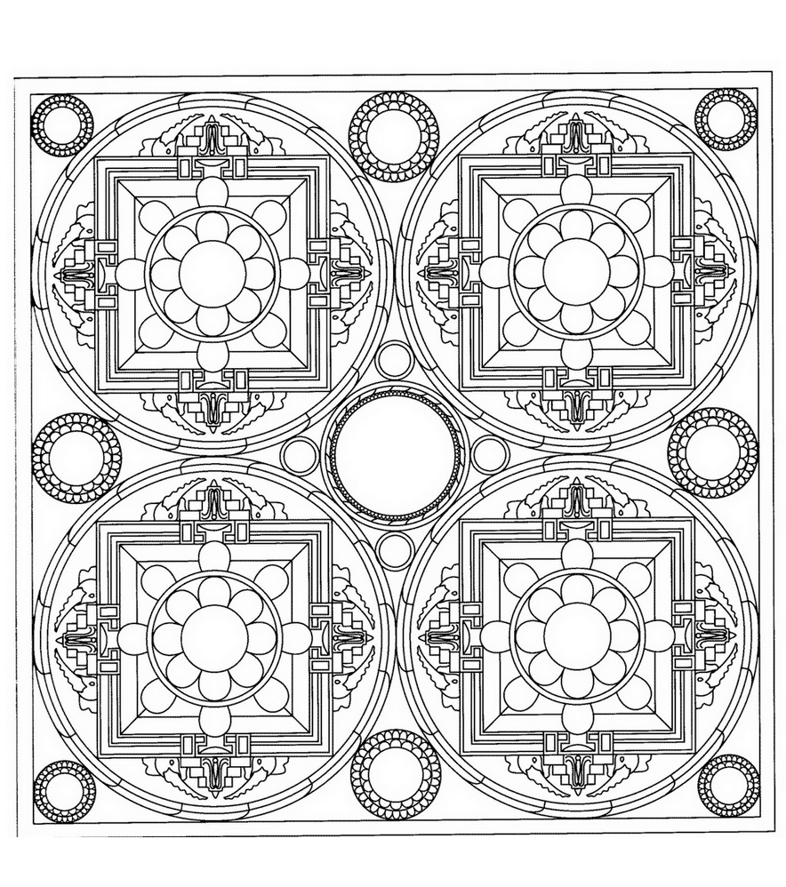 Coloriage Square Tibetan Mandala - Mandala à imprimer