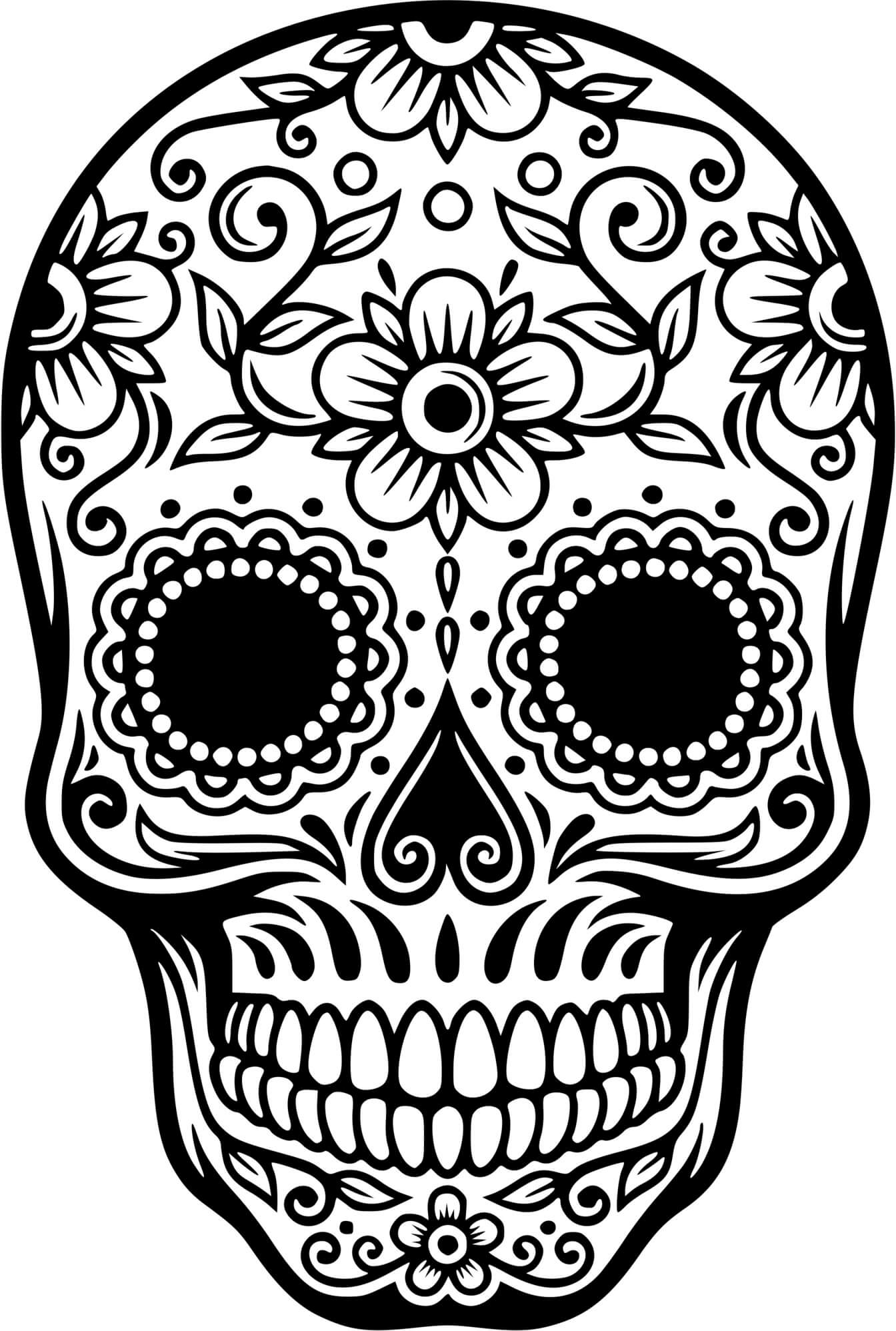 Coloriage Squelette Halloween Fleur Harmonie - Squelette à imprimer